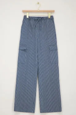 My Jewellery Pantalon Cargo Large à Rayures Bleues Clearance