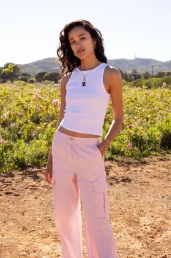 My Jewellery Pantalon Cargo Rose Pâle Avec Ceinture élastique Fashion