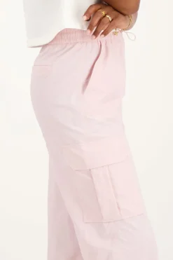 My Jewellery Pantalon Cargo Rose Pâle Avec Ceinture élastique Fashion