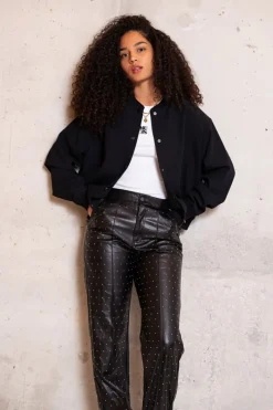 My Jewellery Pantalon Droit Noir à Clous New