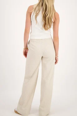 My Jewellery Pantalon En Lin Beige Avec Clous Online