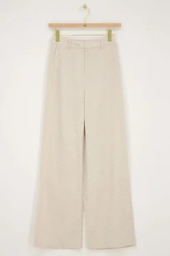 My Jewellery Pantalon En Lin Beige Avec Clous Online