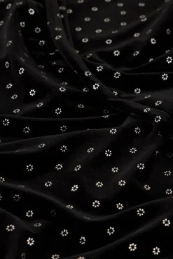 My Jewellery Pantalon En Velours Noir Et Fleurs Argentées Sale