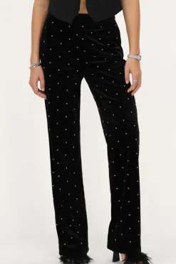 My Jewellery Pantalon En Velours Noir Avec Perles Best