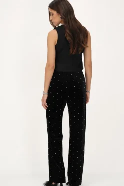 My Jewellery Pantalon En Velours Noir Avec Perles Best
