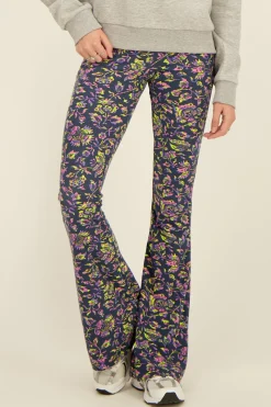 My Jewellery Pantalon Flared Bleu Marine à Imprimé Cachemire Sale