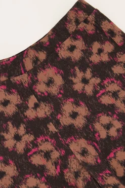 My Jewellery Pantalon Flared Noir à Imprimé Floral Marron Et Rose New