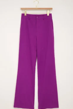 My Jewellery Pantalon Habillé Mauve Effet Lin Clearance