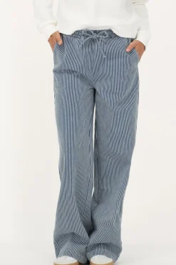 My Jewellery Pantalon Large à Rayures es Et Blanches Avec Ceinture élastique Bleu Sale