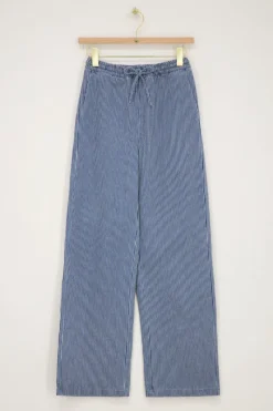 My Jewellery Pantalon Large à Rayures es Et Blanches Avec Ceinture élastique Bleu Sale