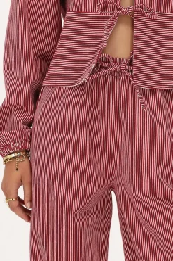 My Jewellery Pantalon Large à Rayures s Et Blanches Avec Ceinture élastique Rouge Clearance