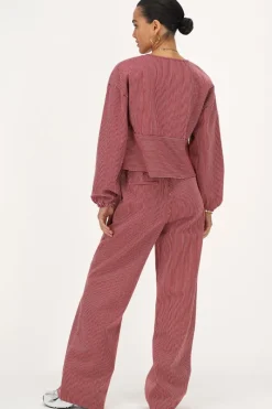 My Jewellery Pantalon Large à Rayures s Et Blanches Avec Ceinture élastique Rouge Clearance