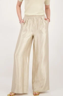 My Jewellery Pantalon Large Beige Satiné New