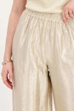 My Jewellery Pantalon Large Beige Satiné New