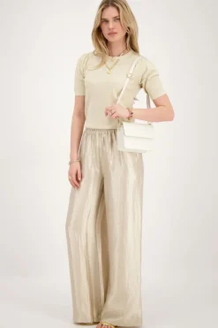 My Jewellery Pantalon Large Beige Satiné New