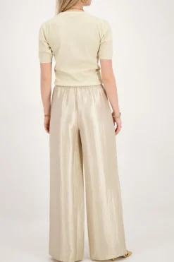 My Jewellery Pantalon Large Beige Satiné New