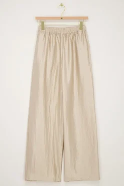 My Jewellery Pantalon Large Beige Satiné New