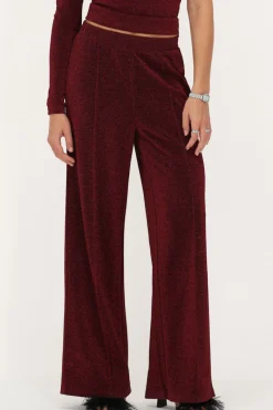 My Jewellery Pantalon Large En Lurex Rouge Foncé Rouge/Rouge foncé Fashion
