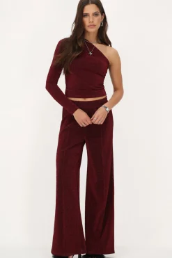 My Jewellery Pantalon Large En Lurex Rouge Foncé Rouge/Rouge foncé Fashion
