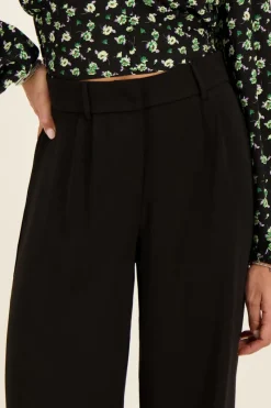 My Jewellery Pantalon Large Noir à Plis Discount