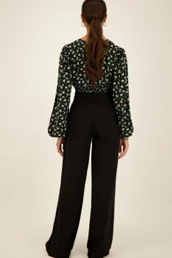 My Jewellery Pantalon Large Noir à Plis Discount