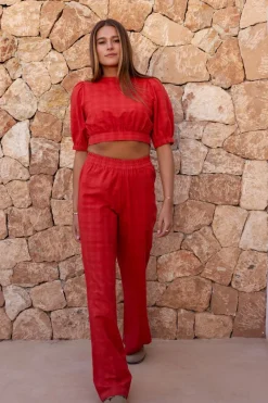 My Jewellery Pantalon Large Rouge Avec Ceinture élastique Outlet