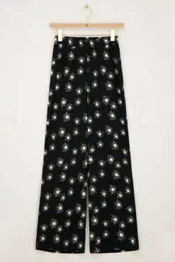 My Jewellery Pantalon Noir Crinkle Avec Imprimé Soleil Sale