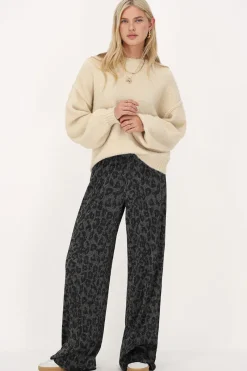 My Jewellery Pantalon Plissé Avec Imprimé Léopard Et Lurex Clearance