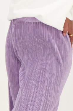 My Jewellery Pantalon Plissé Lilas Avec Ceinture élastique Violet/Violet clair Fashion