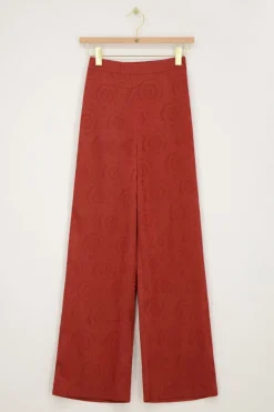 My Jewellery Pantalon Rouge Aspect Satiné Jaquard Discount