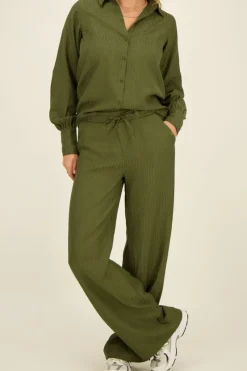 My Jewellery Pantalon évasé Vert Jacquard Discount