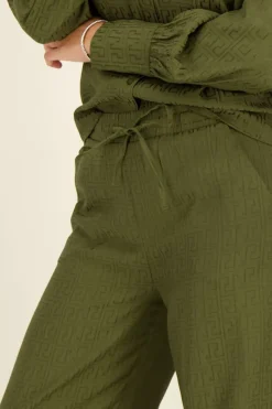 My Jewellery Pantalon évasé Vert Jacquard Discount
