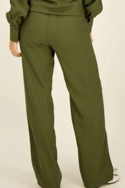 My Jewellery Pantalon évasé Vert Jacquard Discount