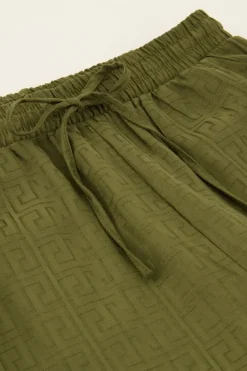 My Jewellery Pantalon évasé Vert Jacquard Discount