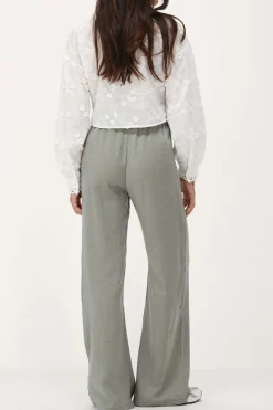 My Jewellery Pantalon Vert Brillant Avec Ceinture élastiquée Fashion