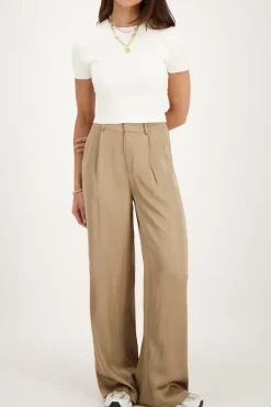 My Jewellery Pantalon Vert Olive Satiné Outlet