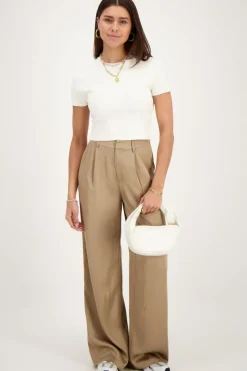 My Jewellery Pantalon Vert Olive Satiné Outlet