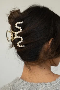 My Jewellery Pince à Cheveux En Perles Dorées Avec Vague Best