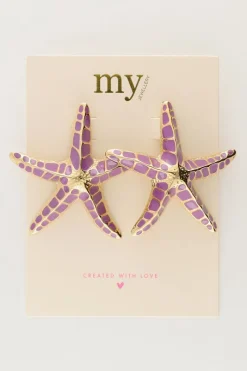 My Jewellery Puces D'oreilles Sunrocks étoiles De Mer Violettes New
