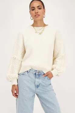 My Jewellery Pull Beige Avec Manches En Jacquard Outlet