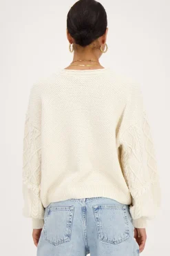 My Jewellery Pull Beige Avec Manches En Jacquard Outlet
