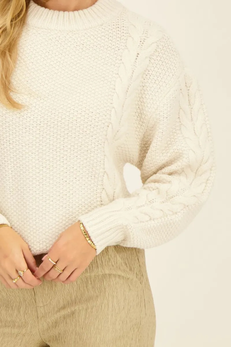 My Jewellery Pull Beige En Maille Tressée Sale