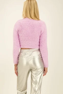 My Jewellery Pull Court En Maille Duveteuse Lilas Violet clair Clearance