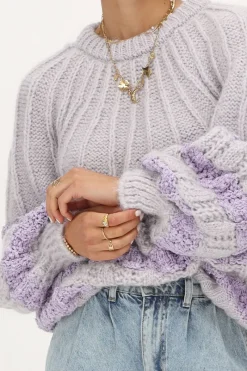 My Jewellery Pull En Maille Lilas à Rayures Outlet