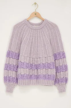 My Jewellery Pull En Maille Lilas à Rayures Outlet