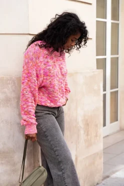 My Jewellery Pull Oversize En Maille Rose Et Orange Sale