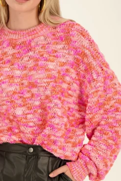 My Jewellery Pull Oversize En Maille Rose Et Orange Sale