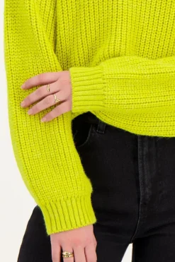 My Jewellery Pull Oversize En Maille Avec Col Montant Vert citron New