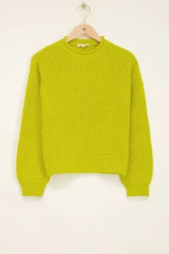 My Jewellery Pull Oversize En Maille Avec Col Montant Vert citron New