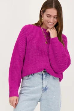 My Jewellery Pull Oversize En Maille Avec Col Montant Violet Discount